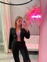 Blazer with knit trim